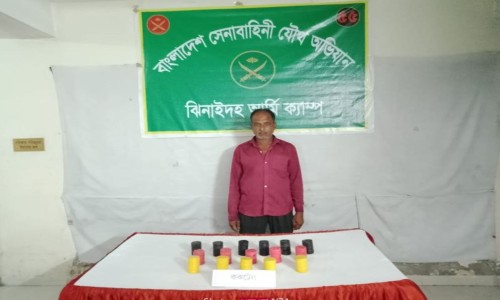 BNP Activist Arrested with 16 Cocktails in Joint Forces Operation in Jhenaidah